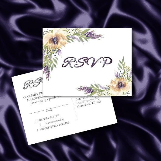 Anemone Greenery Floral Boho Modern RSVP Respons Briefkaart