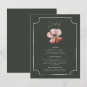 Anemone Hand getrokken Border Green Wedding Detail Informatiekaartje (Voorkant / Achterkant)