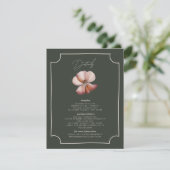 Anemone Hand getrokken Border Green Wedding Detail Informatiekaartje (Staand voorkant)