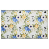 Anemone Hydrangea Floral Wedding Monogram Stof (Fat Quarter)