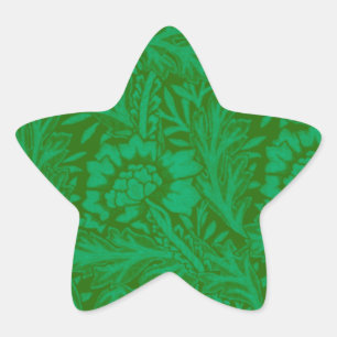 Anemone in bosgroen, een William Morris-patroon Ster Sticker