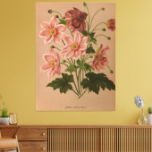 Anemone Japonica Rosea Exquisite  Botanical Canvas Afdruk (Insitu (Woonkamer))