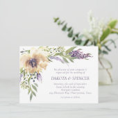 Anemone Lavender | Donkere Paarse en ivoren bruilo Kaart (Staand voorkant)