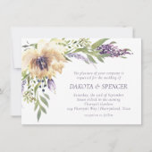 Anemone Lavender | Donkere Paarse en ivoren bruilo Kaart (Voorkant)