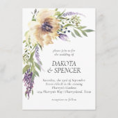 Anemone Lavender | Donkere Paarse en ivoren bruilo Kaart (Voorkant)