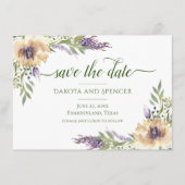 Anemone Lavender Paars Cream Boho Greenery Floral Save The Date (Voorkant)