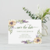 Anemone Lavender Paars Cream Boho Greenery Floral Save The Date (Staand voorkant)