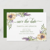 Anemone Lavender Paars Cream Boho Greenery Floral Save The Date (Voorkant / Achterkant)