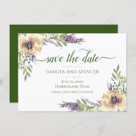 Anemone Lavender Paars Cream Boho Greenery Floral Save The Date