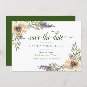 Anemone Lavender Paars Cream Boho Greenery Floral Save The Date