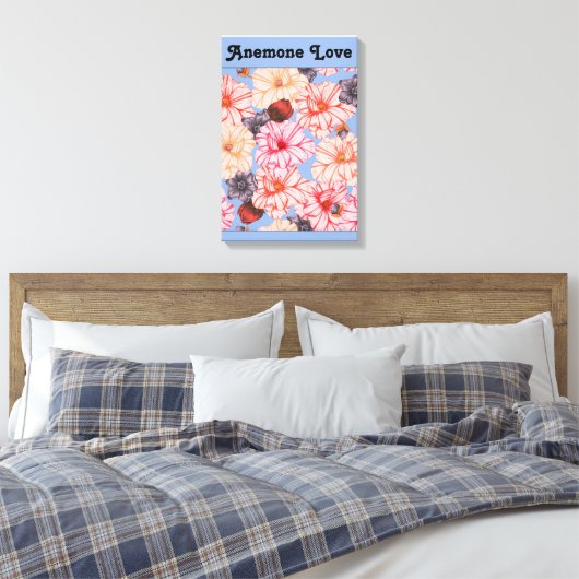 Anemone Love Botanical Canvas Afdruk (Insitu (Slaapkamer))
