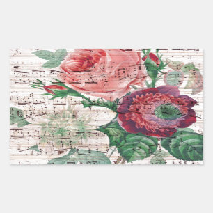 Anemone Music Shabby Chic Rechthoekige Sticker