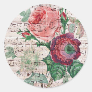 Anemone Music Shabby Chic Ronde Sticker