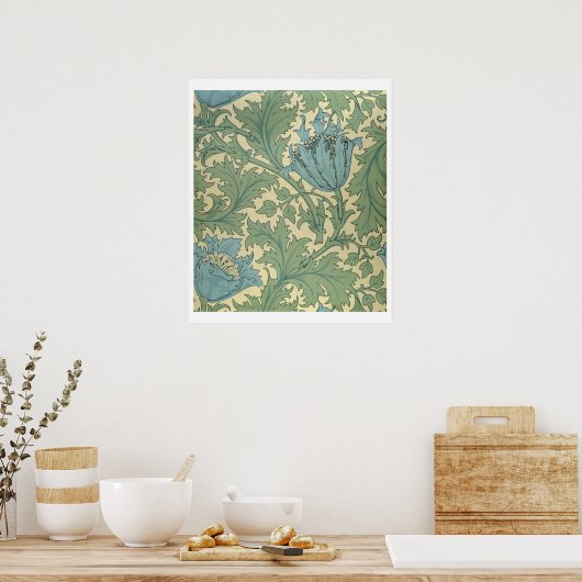 "Anemone"-ontwerp (textiel) Poster (Keuken)