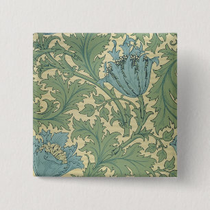 "Anemone"-ontwerp (textiel) Vierkante Button 5,1 Cm