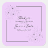 Anemone op Lichtlila Vierkante Sticker (Voorkant)