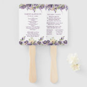 Anemone Paars Roos Floral Boho Wedding Ceremony Handwaaier (Voorkant en achterkant)