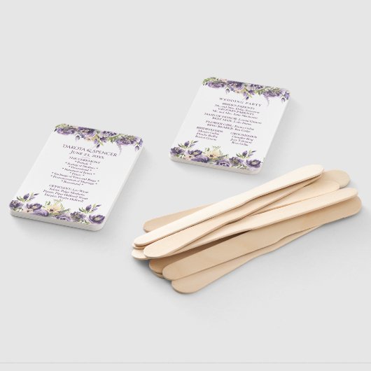 Anemone Paars Roos Floral Boho Wedding Ceremony Handwaaier (Niet-gemonteerd)