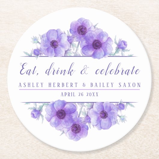 Anemone paarse bloemviering onderzetters (Voorkant)