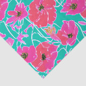 Anemone Painting Pattern Pink & Aqua Floral Tissuepapier (Detail)