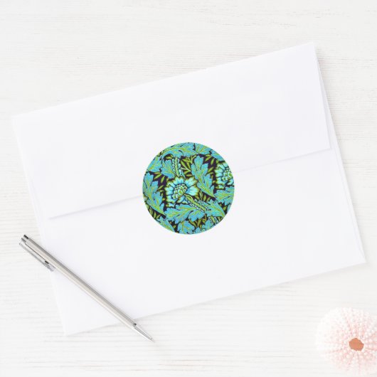 Anemone-patroon van William Morris, Ronde Sticker (Envelop)