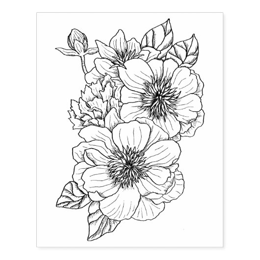 Anemone Peony Rubberstempel (Afrduk)