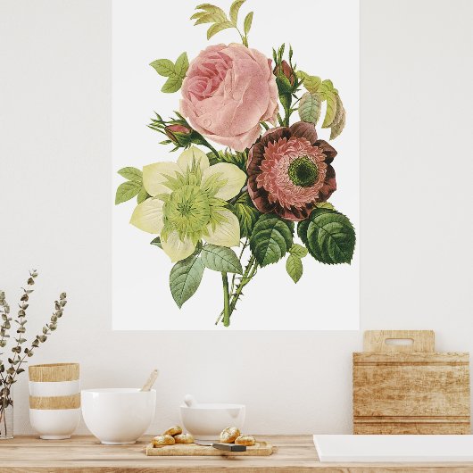 Anemone, Roos, Clematis Poster (Keuken)
