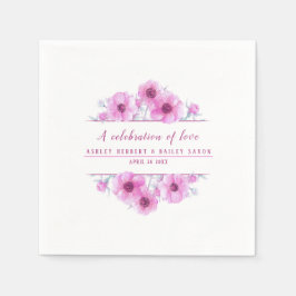 Anemone roze flower waterverf art viering servet