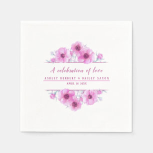 Anemone roze flower waterverf art viering servet