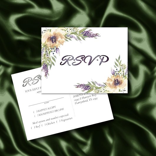 Anemone RSVP Entree Greenery Floral Boho Modern Briefkaart