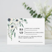 Anemone RSVP-trouwboekje RSVP Kaartje (Staand voorkant)