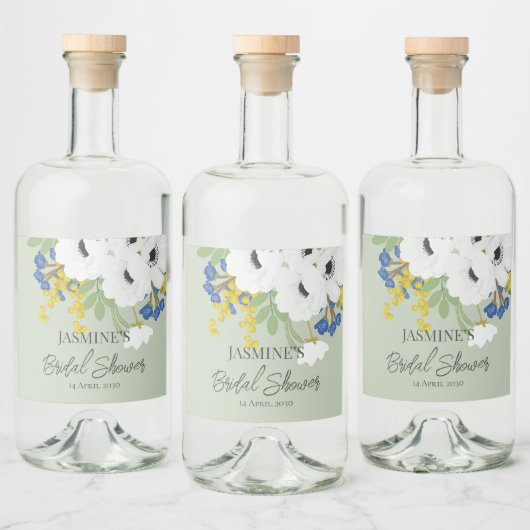 Anemone Spring bloemenboeket Vrijgezellenfeest Likeurfles Etiket (Flessen)