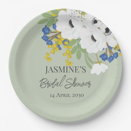 Anemone Spring bloemenboeket Vrijgezellenfeest Papieren Bordje (Voorkant)