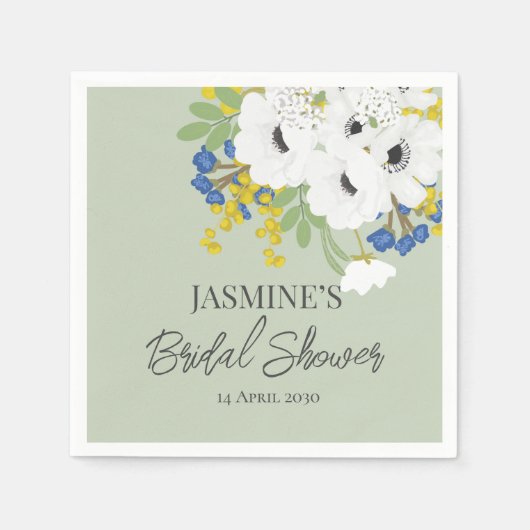 Anemone Spring bloemenboeket Vrijgezellenfeest Servet (Voorkant)