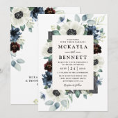 Anemone Stof Blauw Distel Bourgondië Bloemige Brui Kaart (Voorkant / Achterkant)