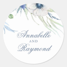 Anemone Thistle Natuurlijke Stoffige Blauwe Waterv Ronde Sticker