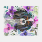 "Anemone" Tricolor cavalier fleece blanket MEDIUM Deken (Voorkant (Horizontaal))