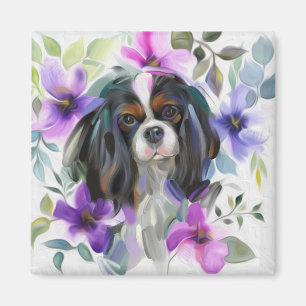 'Anemone' Tricolor cavalier hond art magneet
