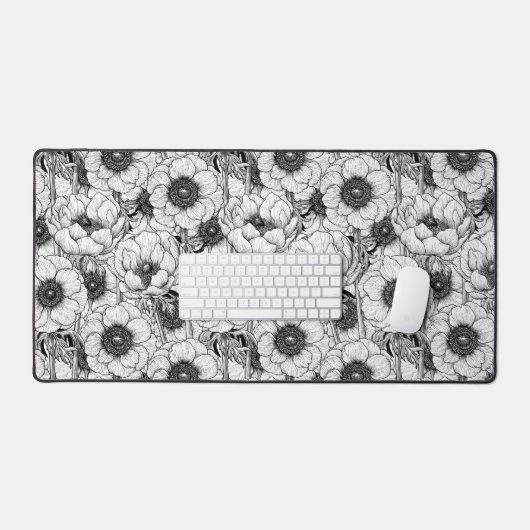 Anemone tuin in zwart-wit bureaumat (Keyboard & Muis)