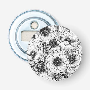 Anemone tuin in zwart-wit button flesopener