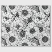 Anemone tuin in zwart-wit cadeaupapier (Vlak)