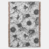 Anemone tuin in zwart-wit deken (Voorkant Verticaal)