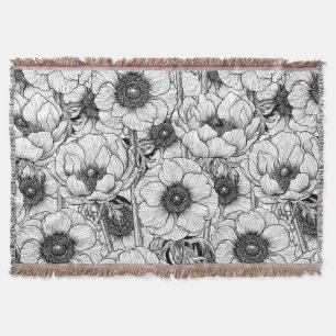 Anemone tuin in zwart-wit deken