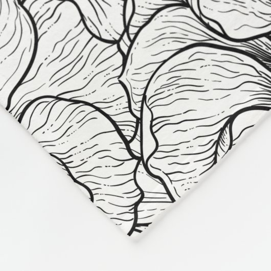 Anemone tuin in zwart-wit fleece deken (Hoek)