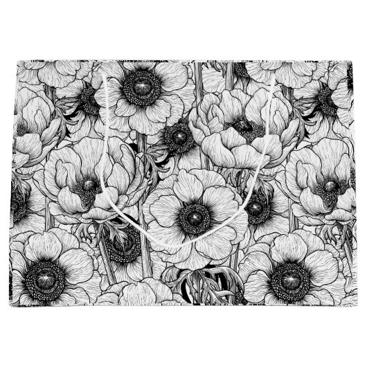 Anemone tuin in zwart-wit groot cadeauzakje (Voorkant)