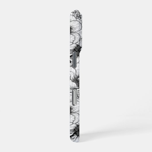 Anemone tuin in zwart-wit iPhone hoesje (Rechterkant)