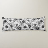 Anemone tuin in zwart-wit lichaamskussen (Achterkant)