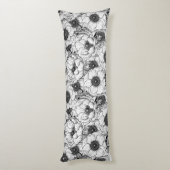 Anemone tuin in zwart-wit lichaamskussen (Achterkant (Verticaal))