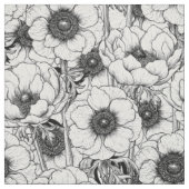 Anemone tuin in zwart-wit stof (Swatch)