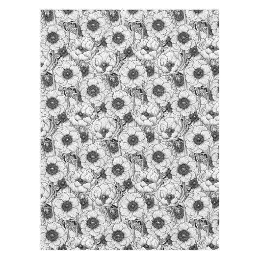 Anemone tuin in zwart-wit tafelkleed (Voorkant)